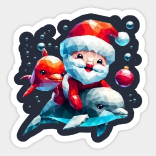 Baby Santa with Dolphin i Sticker